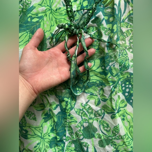 NWT Poupette St Barth Mini Dali Cotton Sari Gauze Dress Green Jengel - Picture 11 of 13